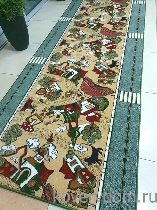 Детская ковровая дорожка зеленая 40076-03